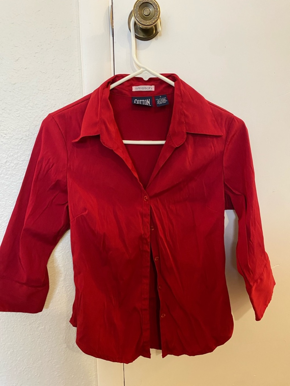 Cotton Express Red Button-Down Women's Shirt